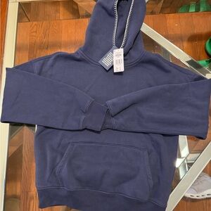 Abercrombie & Fitch Navy Blue Off-the-Shoulder Sweater